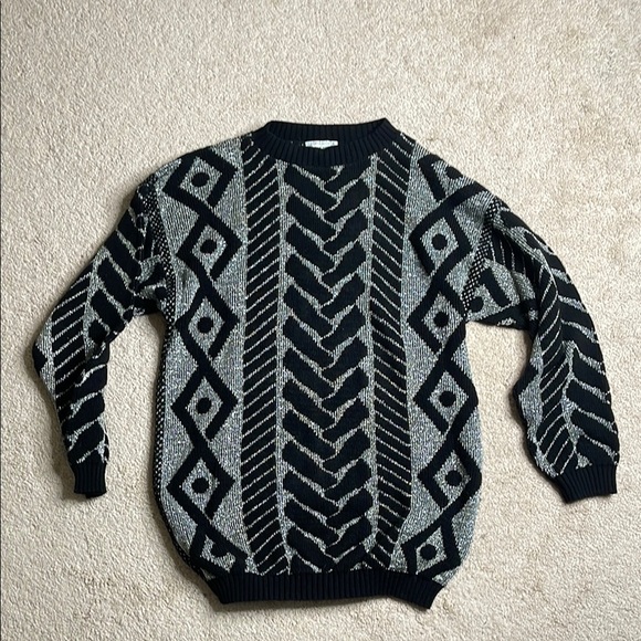 Jane Adams Black and Gray Crew Neck Sweater - Picture 1 of 3
